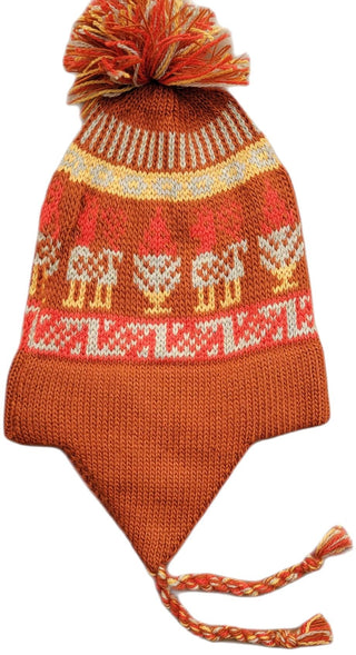 Alpaca Infant Toddler Chullo Hat - Choice Alpaca Products-Chullo_Infant_4T-darkorange