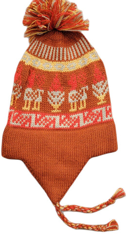 Alpaca Infant Toddler Chullo Hat Socks Infant to 4T Dark Orange 