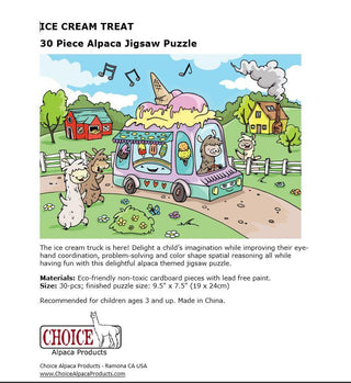 Alpaca Jigsaw Puzzle - Ice Cream Treat - Choice Alpaca Products-IceCrmPuzzle