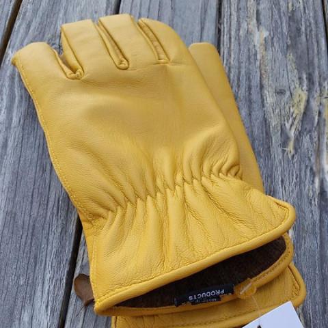 Alpaca Knit Lined Cowhide Leather Gloves - Alpaca Made in the USA Gloves Tan Small 