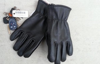 Alpaca Knit Lined Cowhide Leather Gloves - Alpaca Made in the USA - Choice Alpaca Products-knitlinedCowhide-Black-Sm
