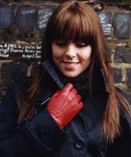 Alpaca Knit Lined Cowhide Leather Gloves - Alpaca Made in the USA - Choice Alpaca Products-knitlinedCowhide-Red-Sm