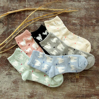 Alpaca Love Ankle Height Cotton Socks - Choice Alpaca Products-TuTu-ankle-Green