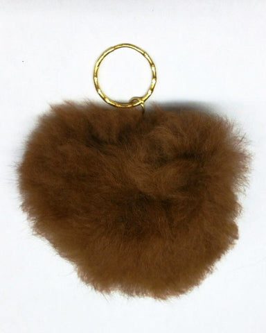 Alpaca Love Heart Shaped Fur Keychain Fun Medium Brown 