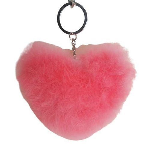 Alpaca Love Heart Shaped Fur Keychain Fun Pink 