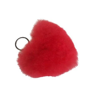 Alpaca Love Heart Shaped Fur Keychain - Choice Alpaca Products-heart-fuzzball-red