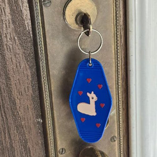 Alpaca Vintage Motel Keychain Souvenir - Choice Alpaca Products-MotelKeychain-blue-1