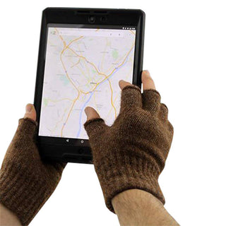 F80Fingerless-SMbrown-Alpaca Work/Play Fingerless Alpaca Gloves