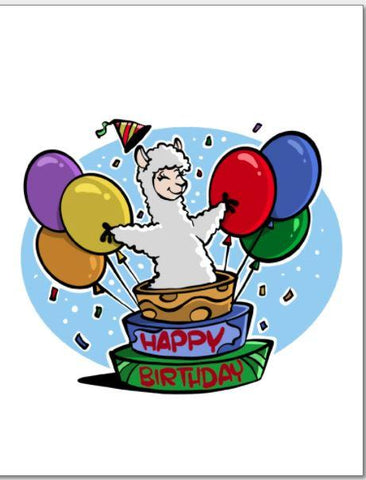 AlpacaGrams Alpaca Greeting Cards FUN Happy Birthday (cake) 