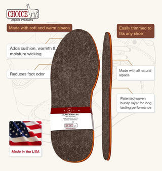 CAP-insoles-sm-American Choice Alpaca Foot Warmers - Shoe Inserts - Insoles