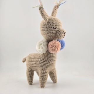 Baby Alpaca Knit Figure with Pom-Pom Necklace Toy 