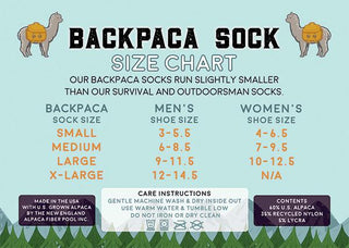 BACKPACA Lightweight Hiker Alpaca Sock Socks 