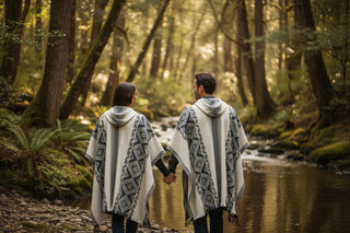 Black Grey Diamonds Alpaca Poncho - Choice Alpaca Products-DN_174044551806