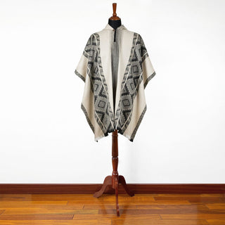 Black Grey Diamonds Alpaca Poncho - Choice Alpaca Products-DN_174044551806
