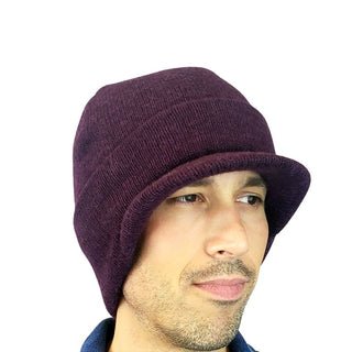 Brimmed Alpaca Knit Radar Mash Hat - Choice Alpaca Products-NEAFP03290F-mulberry