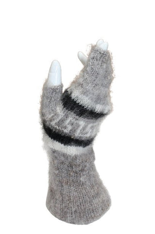 Brushed Pattern Fingerless Alpaca Gloves Glove 