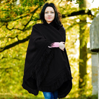 Cape Wrap Solid Alpaca Poncho - Choice Alpaca Products-DN_181302625109-black