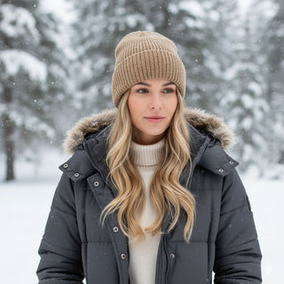 Cardigan Knit Beanie Hat Fawn 