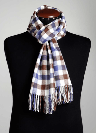 Checkered-blue-Checkered Baby Alpaca Scarf