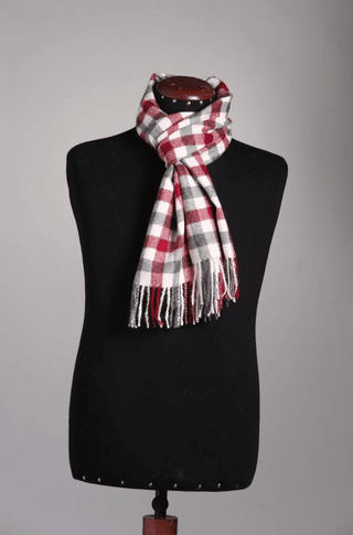 Checkered-red-Checkered Baby Alpaca Scarf