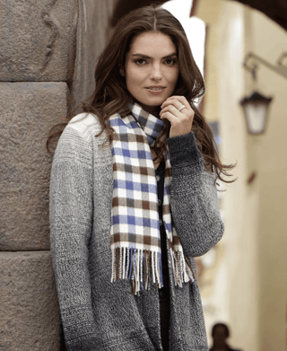 Checkered-red-Checkered Baby Alpaca Scarf