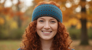 Checkered USA Made Alpaca Headband - Choice Alpaca Products-check-grey-sandstone