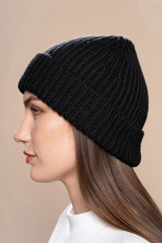 K10Z918P0000-H910001-Black-Classic Knitted 100% Baby Alpaca Hat