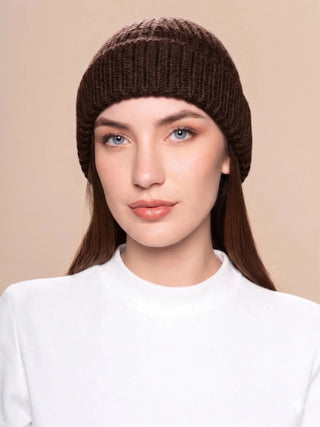K10Z918P0000-T8A0006-Brown-Classic Knitted 100% Baby Alpaca Hat