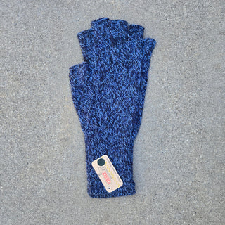 Colorful 100% Alpaca Fingerless Knit Alpaca Gloves Gloves Medium Fingerless Blue Melange