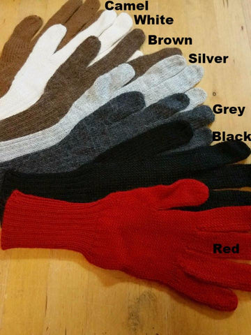 Colorful 100% Alpaca Full Fingered Knit Alpaca Gloves Gloves Medium Grey 