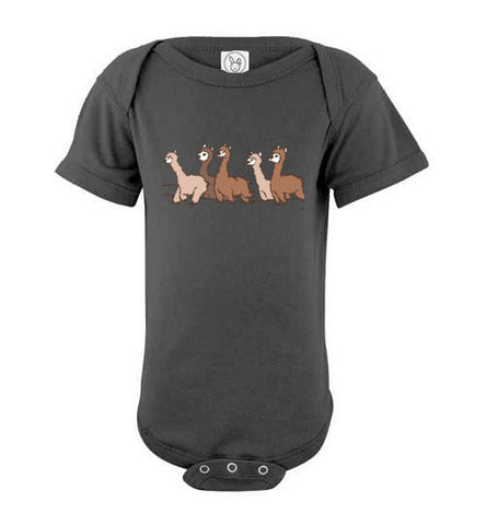 Curious Alpacas Infant Fine Jersey Bodysuit Shirts & Tops Charcoal NB 
