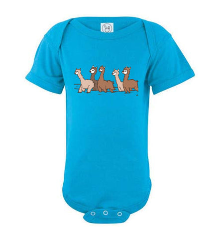 Curious Alpacas Infant Fine Jersey Bodysuit Shirts & Tops Turquoise NB 