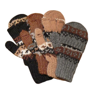 5112K-silver-Deluxe Hand Knit Hooded Kids Alpaca Gloves ("Glittens")