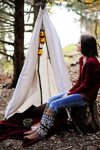 Deluxe Hand Knit Patterned Long Alpaca Socks Socks Black One Size Fits Most 