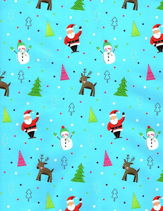 Giftwrap-Santa-Snowman-Reindeer-Trees-on-SkyBlue-Gift Wrap your Alpaca Gifts