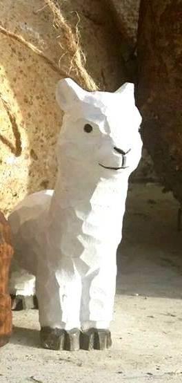 Hand-Carved Wooden Alpaca Ornaments - Choice Alpaca Products-woodornament-white