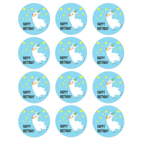 Happy Alpaca Birthday Stickers FUN 