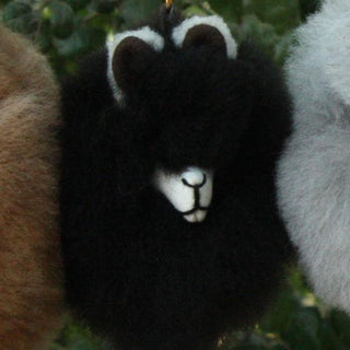 Happy Alpaca Face Keychain - Choice Alpaca Products-HappyAlpacaFaceKeychain-black