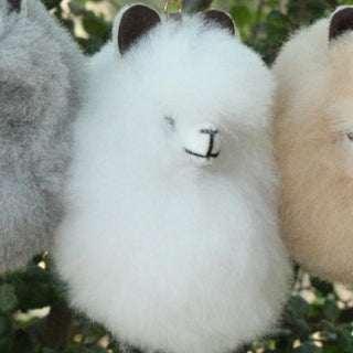 Happy Alpaca Face Keychain - Choice Alpaca Products-HappyAlpacaFaceKeychain-grey
