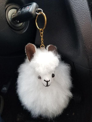 Happy Alpaca Face Keychain - Choice Alpaca Products-HappyAlpacaFaceKeychain-white