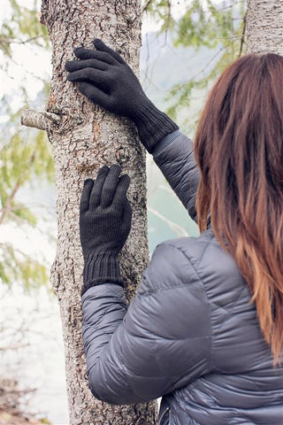 Iditarod 100% Alpaca Double-Thick Reversible Gloves - Choice Alpaca Products-IditGloves_XSm_Black_MedGrey