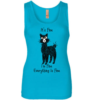 I'm Fine Alpaca Womens Jersey Tank Turquoise S 