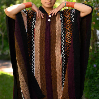 Khaki and Lilac Alpaca Poncho Poncho 