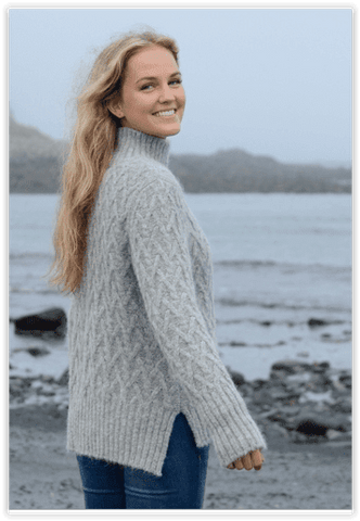 Lattice Cable Mock Sweater - Purely Alpaca