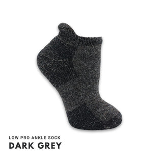 0112F-SM-drkgryblk-Low Pro Alpaca ANKLE Sock