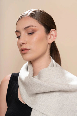 Natural Undyed 100% Baby Alpaca Eco Scarf Scarf 09A0053 - Light Grey 