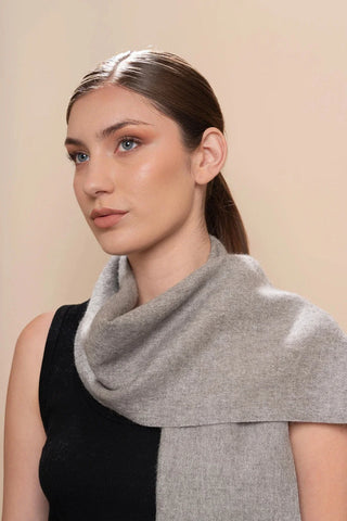 Natural Undyed 100% Baby Alpaca Eco Scarf Scarf 09A0124 - Med Grey 