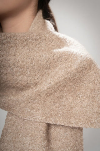 D10417EP0000-08J0116-Natural Undyed Baby Alpaca Eco and Silk BOUCLE' Stole