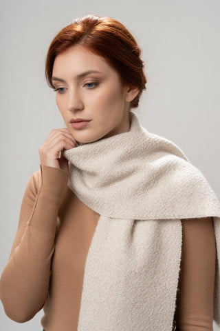 Natural Undyed Baby Alpaca Eco and Silk BOUCLE' Stole - Choice Alpaca Products-D10417EP0000-08J0117