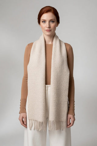Natural Undyed Baby Alpaca Eco and Silk BOUCLE' Stole - Choice Alpaca Products-D10417EP0000-08J0117